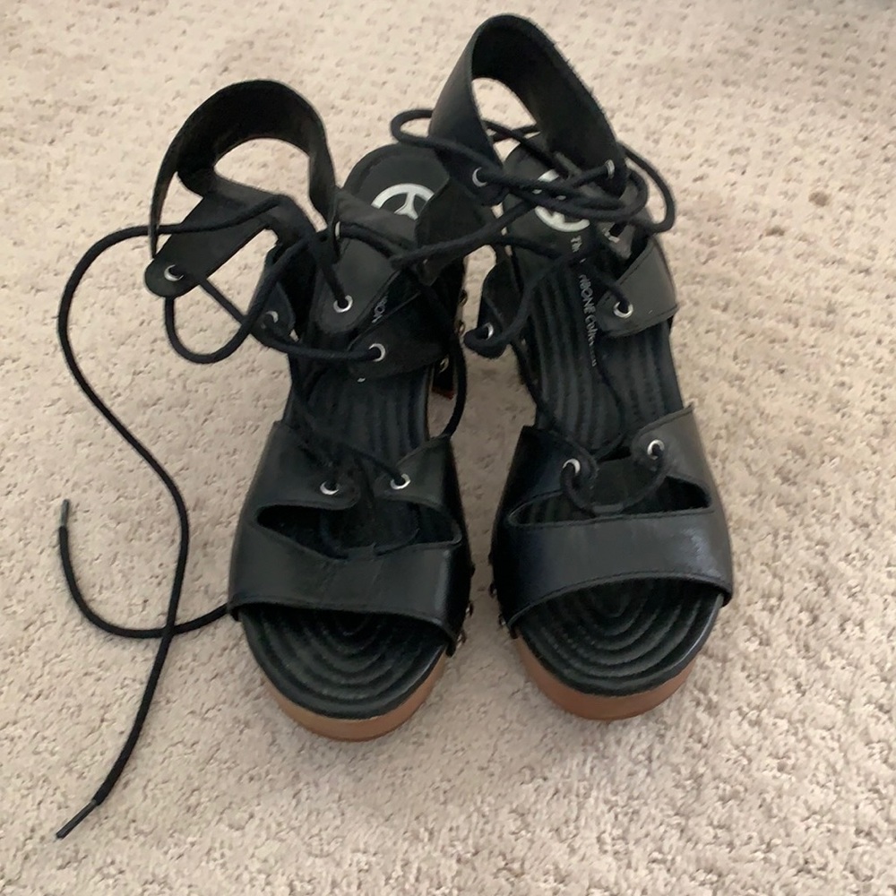 Wishbone collection lace up heels